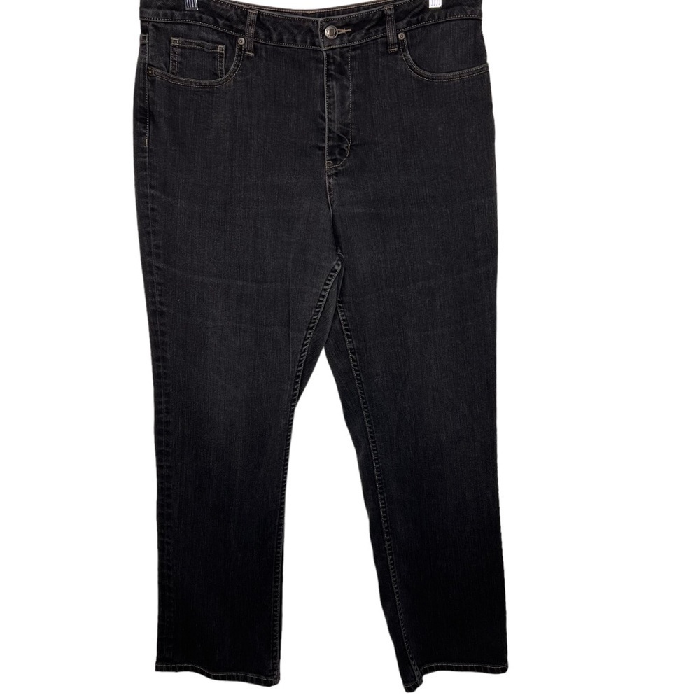 Coldwater Creek Classic Fit Black High Rise Straight Leg Denim Jeans Size 16